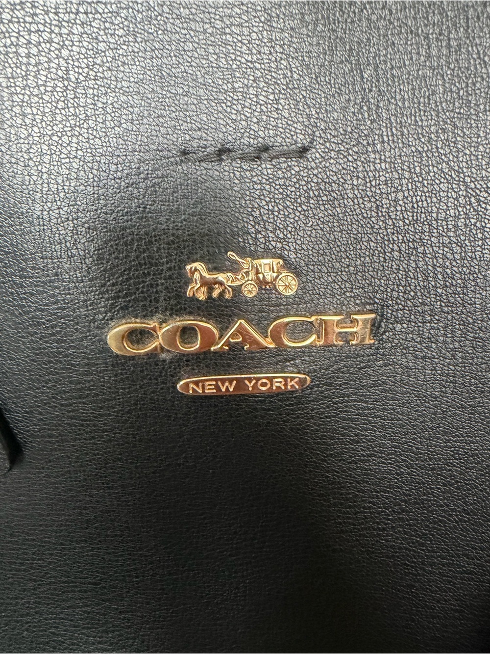COACH Black Leather Tote Bag with Red Interior and Orange Tassel - Picture 3 of 7